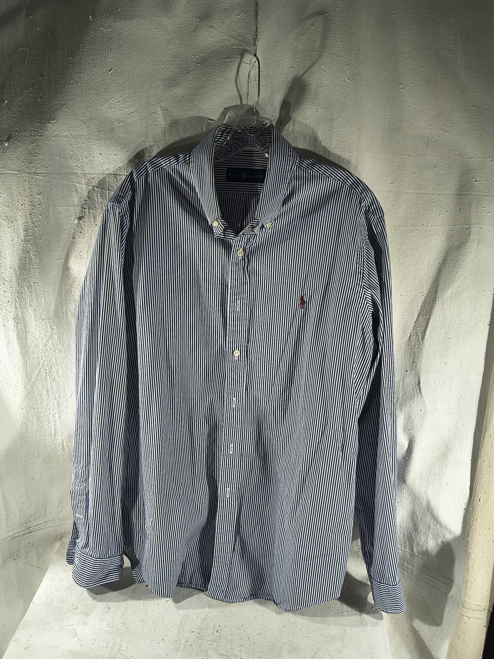 Polo by Ralph Lauren Mens Size Large Blue Pinstripe Button-Down Shirt